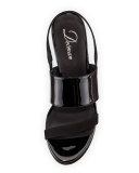 Malia Patent Mid-Heel Sandal, Black