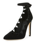 Bimba Suede Lace-Up 110mm Pump, Black