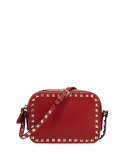 Rockstud Small Zip-Top Camera Crossbody Bag, Red