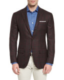 Plaid Cashmere Two-Button Sport Coat, Burgundy