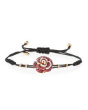 Pull-Cord Bracelet with Ruby Rose & Diamonds