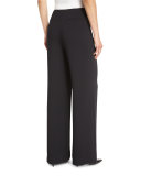 High-Waisted Full-Leg Pants, Black