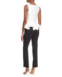 Sleeveless V-Neck Peplum Top, Ivory