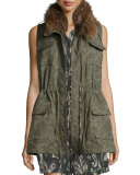 Floral Jacquard Cargo Vest, Military