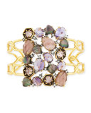 Mosaic Mixed Crystal Cuff Bracelet