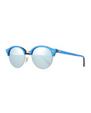 Round Acetate Sunglasses W/Mirror Lenses