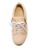 London Leather Side-Zip Sneaker, Shell Pink