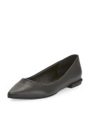 Fallon Leather Studded-Heel Flat, Black