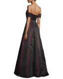 Strapless Floral Taffeta Ball Gown, Wine