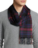 Arran Tartan Cashmere Muffler Scarf, Red/Blue/Black 