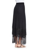 Aurora Fringe Maxi Skirt, Black