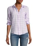 Barry Grid Check Oxford Shirt, Purple