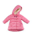 Hooded Quilted Puffer Jacket, Pink, Size 2-3