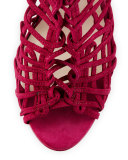 Delphine Suede Lace-Up Bootie, Winter Cherry