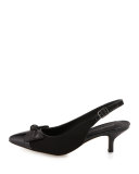 Gaga Cap-Toe Bow Slingback Pump, Black