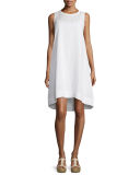 Sleeveless Round-Neck Organic Linen Flare Dress