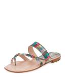 Susa Snakeskin Flat Slide Sandal, Multicolor
