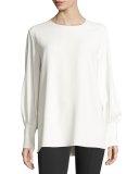 Mireu Bishop-Sleeve Blouse, Ivory