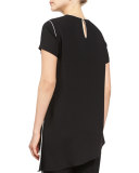 Jaden Short-Sleeve Asymmetric Tunic, Black 