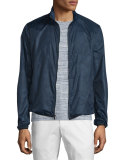 Tonal Camo-Print Zip Nylon Jacket, Midnight