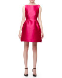 sleeveless open-back fit-&-flare dress, sweetheart pink
