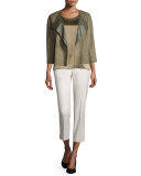 Roya Sleeveless Silk Blouse with Metallic Trim