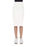 Side-Slit Pencil Midi Skirt, Cream