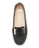 Renna Lizard-Embossed Ornament Loafer, Black