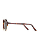 Milan III Round Sunglasses, Havana
