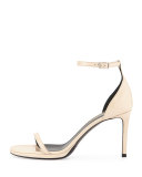 Patent Ankle-Strap Sandal, Nude Powder