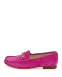 Talia Suede Horsebit Loafer, Magenta