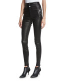 Natasha Sky High Leather Skinny Pants, Black