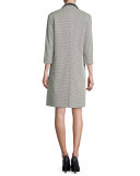 Sleeveless Patterned Sheath Dress w/ Jacket, Ivory/Black
