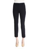 Slim-Leg Stretch-Wool Ankle Pants, Navy Blue