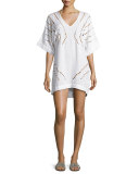 Luma Embroidered Caftan Coverup, Off White