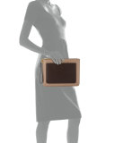 Ishi Large Leather Wristlet, Oyster/Cacao