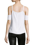 Emmett Crepe Cold-Shoulder Top, White
