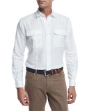 Harkers Herringbone Shirt, White