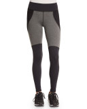 Shadow Net-Insert Stretch Sport Leggings, Charcoal Heather/Black