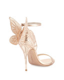 Chiara Butterfly Wing Ankle-Wrap Sandal, Gold