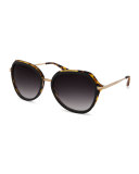 Leilani Round Sunglasses, Tortoise/Gold