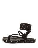 Epipa Flat Rope Thong Sandal, Black
