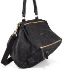 Pandora Medium Leather Satchel Bag, Black 