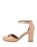 Amelia Leather Bow 75mm Pump, Flesh
