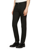 Regimental Skinny Jeans w/Contrast Piping, Black