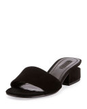 Lou Suede Block-Heel Mule, Black