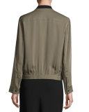 Bahara Modern Georgette Bomber Jacket, Military