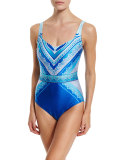 Blue Jasmine Square-Neck Printed One-Piece Swimsuit