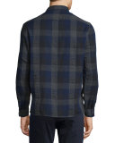 Melrose Melange Plaid Sport Shirt, Blue