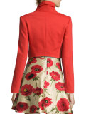 Adair Tie-Neck Cropped Jacket, Bright Red